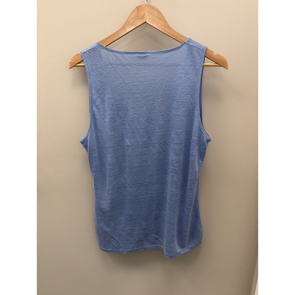 Poetry linen sleeveless women's top 12 Light Blue Scoop Neck Tank - Picture 6 of 10